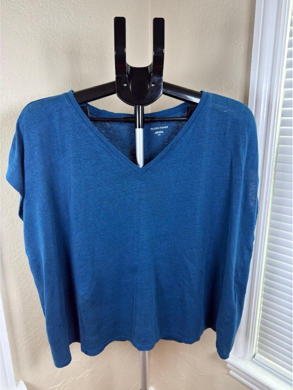 Eileen Fisher Organic Linen V-Neck Tee NWT XL